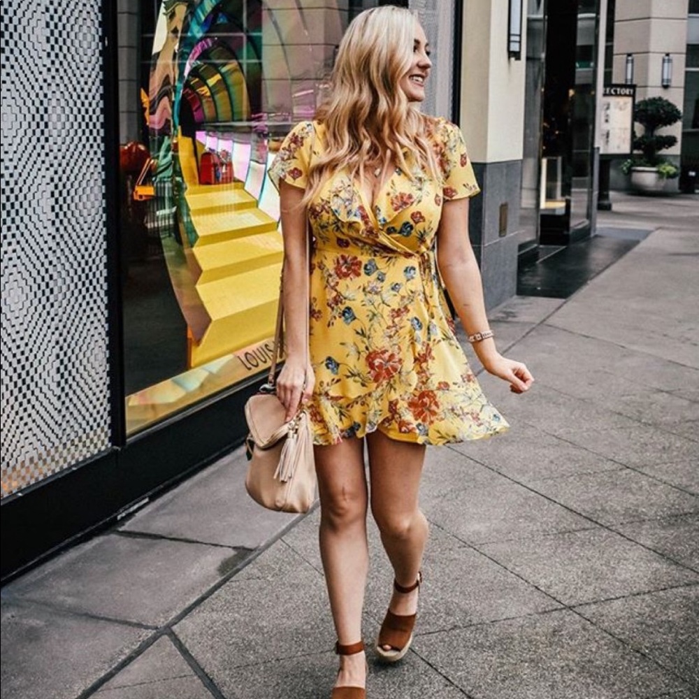 Lush floral wrap dress